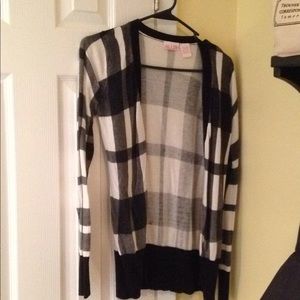 Black and white checkered cardigan